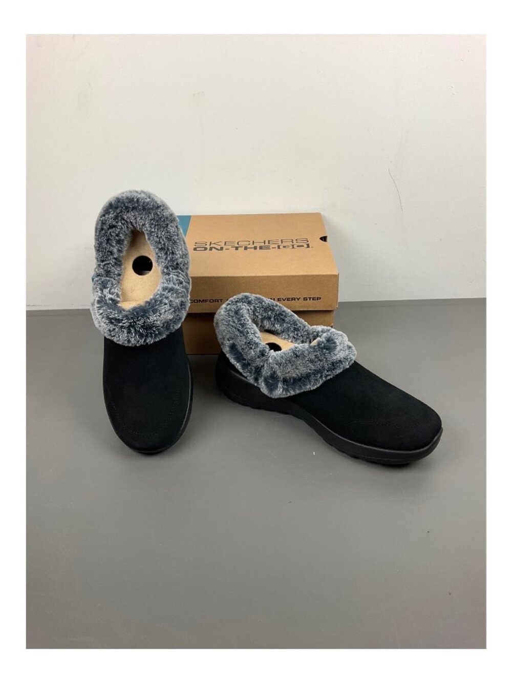 Skechers Women's ON-THE-GO Joy Cozy Life Slip-On Shoes, Fur Lined, Black, Size 8